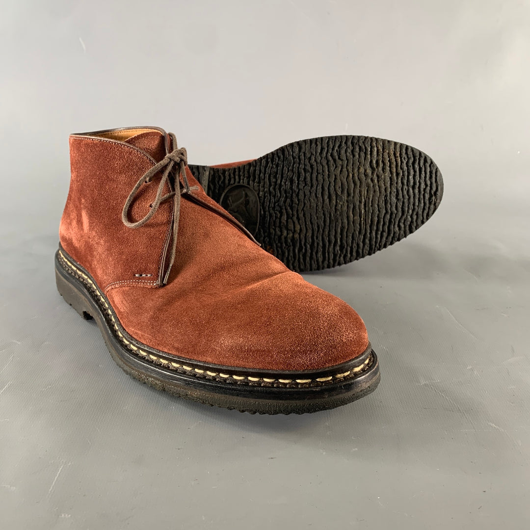 HESCHUNG Size 8.5 Burgundy Suede Chukka Boots