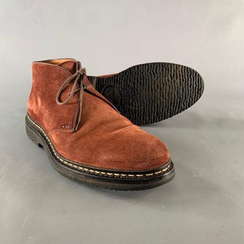 HESCHUNG Size 8.5 Burgundy Suede Chukka Boots