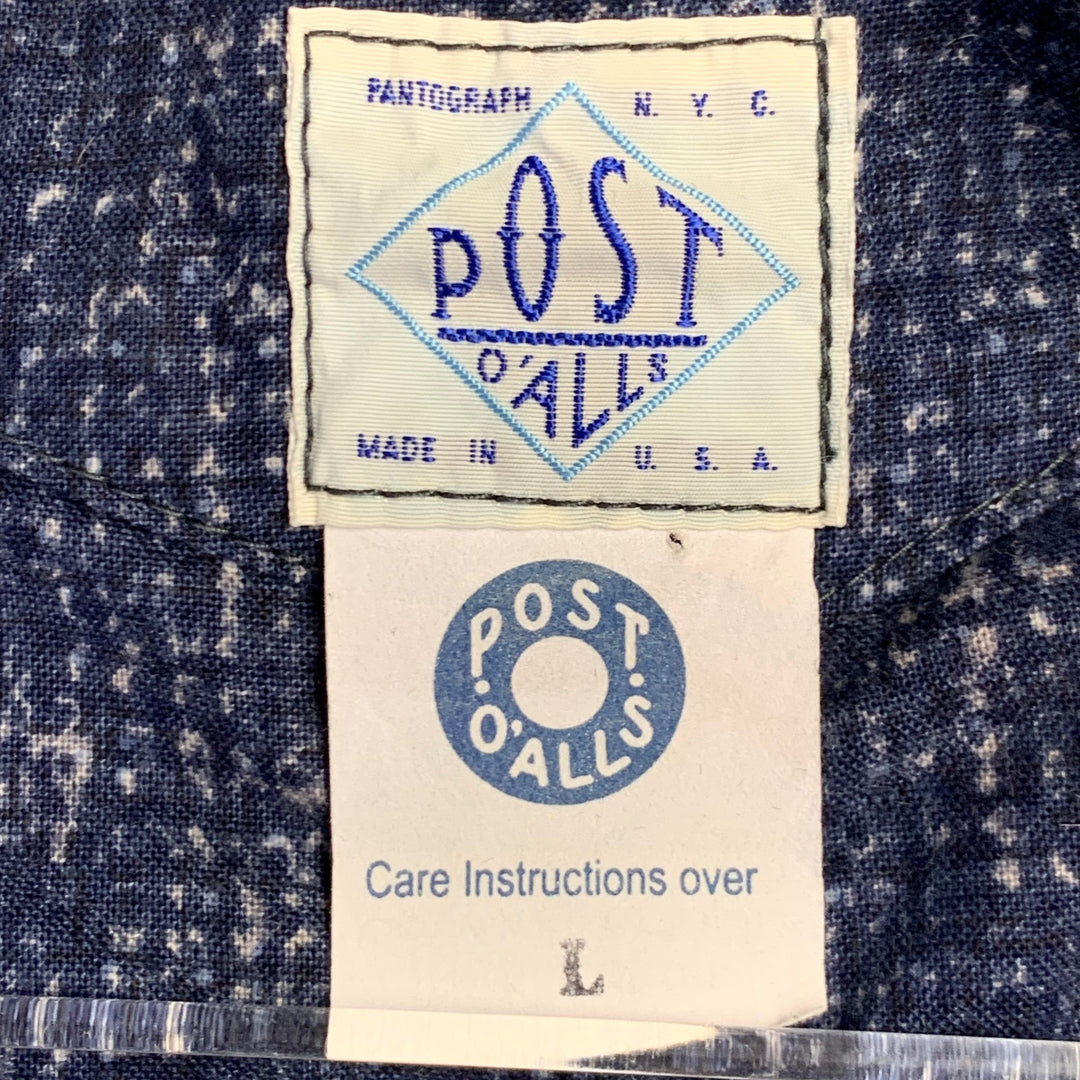 POST O'ALLS Size L Navy Grey Marbled Cotton Utility Vest