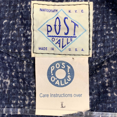 POST O'ALLS Size L Navy Grey Marbled Cotton Utility Vest