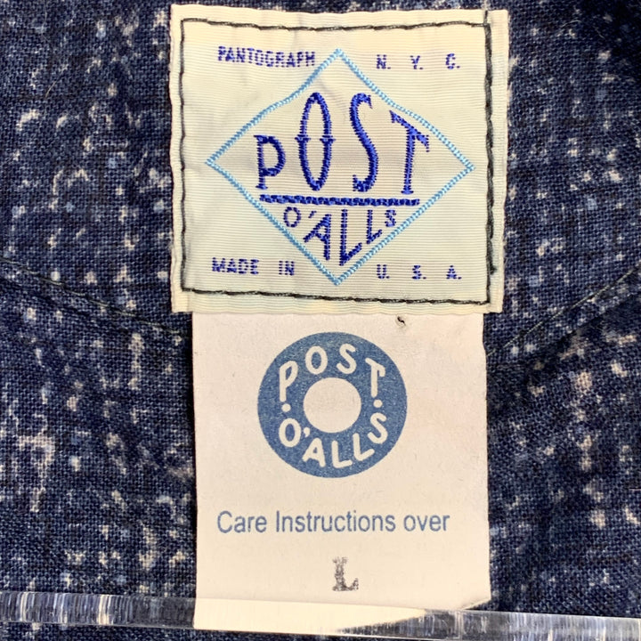 POST O'ALLS Size L Navy Grey Marbled Cotton Utility Vest