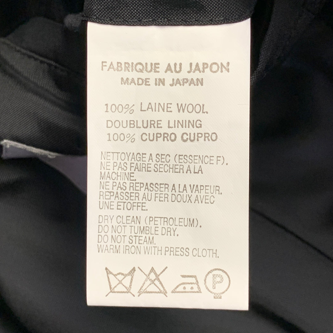 YOHJI YAMAMOTO Size M Black Wool Nehru Collar Tails Overcoat