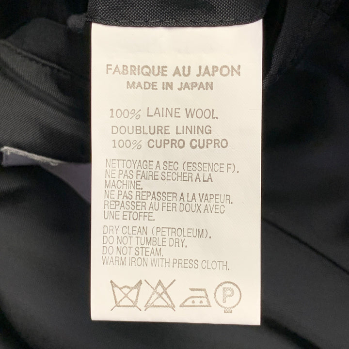 YOHJI YAMAMOTO Size M Black Wool Nehru Collar Tails Overcoat