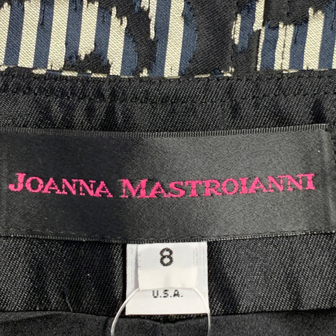 JOANNA MASTROIANNI Size 8 Silver Black Silk Stripe Jacket Blazer