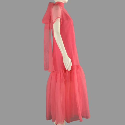 STAUD Size M Pink Polyester See Through Ballon Dress