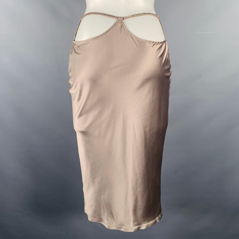 MIAOU Size XS Grey Polyester Blend Pencil Below Knee Peekaboo Skirt