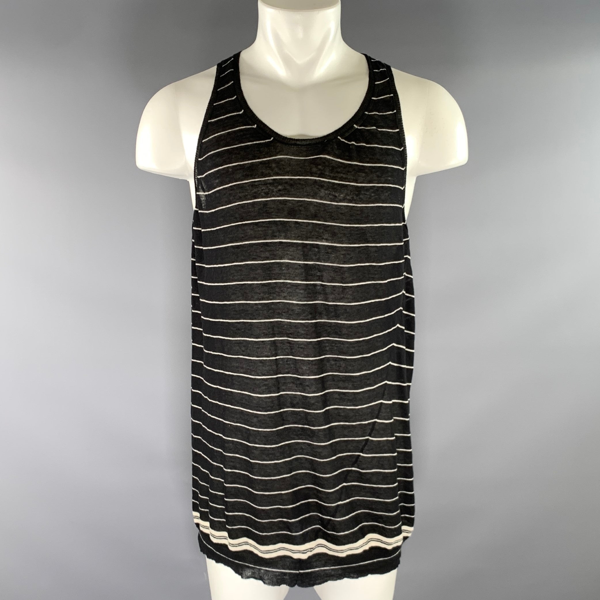 Haider Ackermann ストライプ コットン シャツジャケット XS ホワイト ハイダーアッカーマン KL4CUAKS27 HAIDER ACKERMANN Cotton Satin Side ACKERMANN（ハイダーアッカーマン）の「Haider