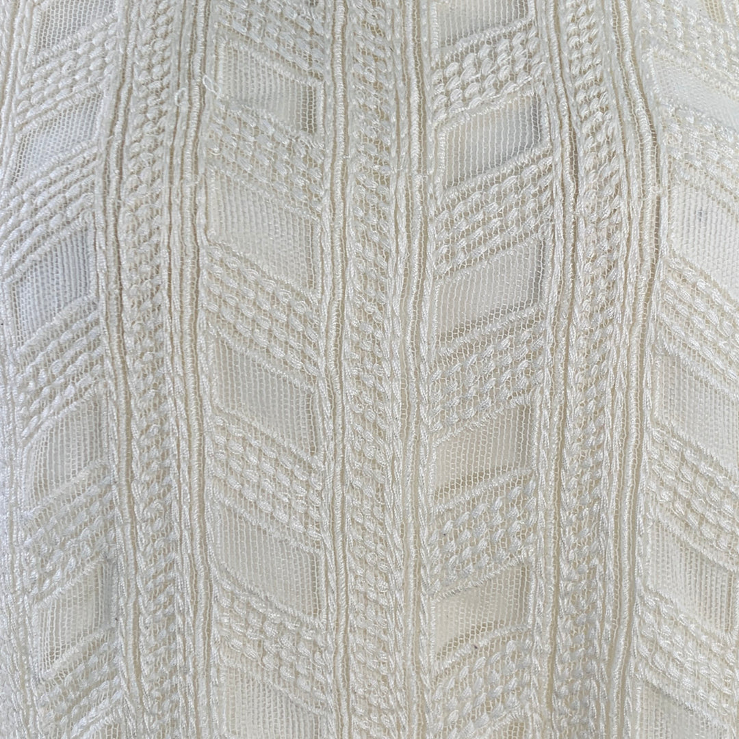 VINCE Size L Cream Nylon Embroidered Geometric Raw Edge Sleeveless Casual Top