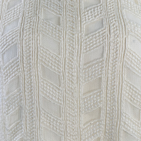 VINCE Size L Cream Nylon Embroidered Geometric Raw Edge Sleeveless Casual Top