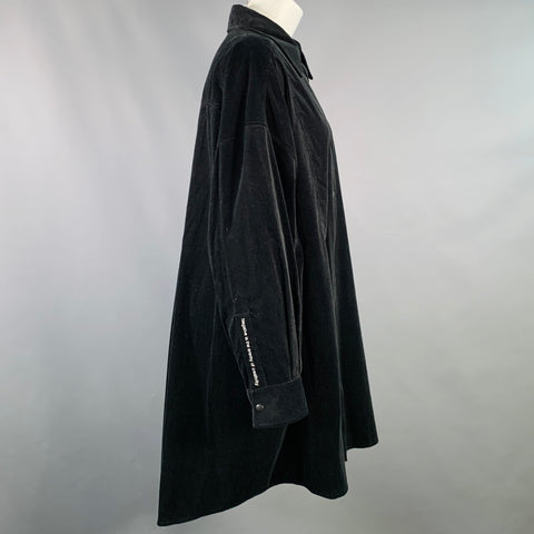 CHRISTIAN DADA Size XS Black Cotton Corduroy Oversized Longline Snaps Shirt
