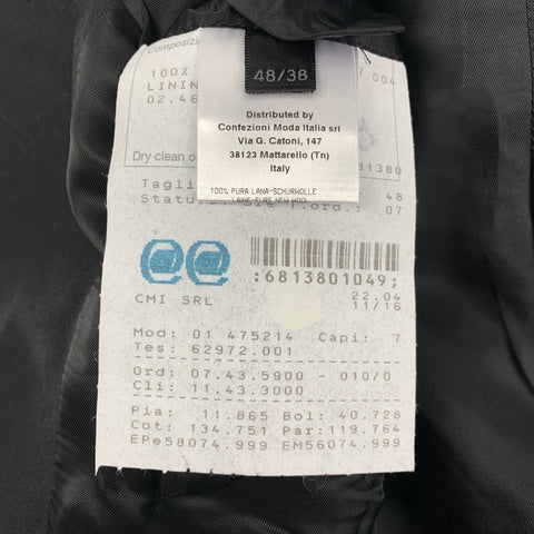 CALVIN KLEIN COLLECTION Size 38 Black Wool Notch Lapel Sport Coat