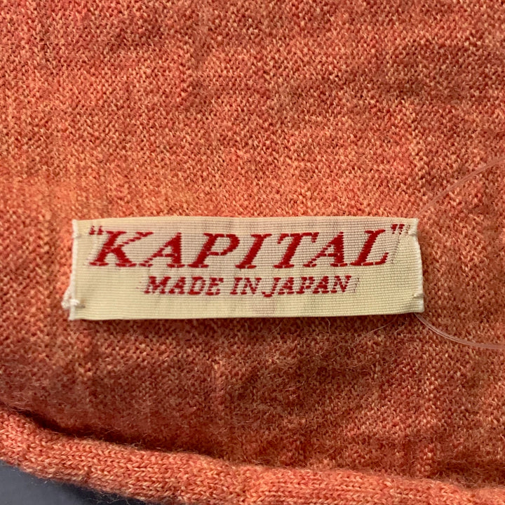 KAPITAL Orange Green Brown Leafy Tree Wool Scarf