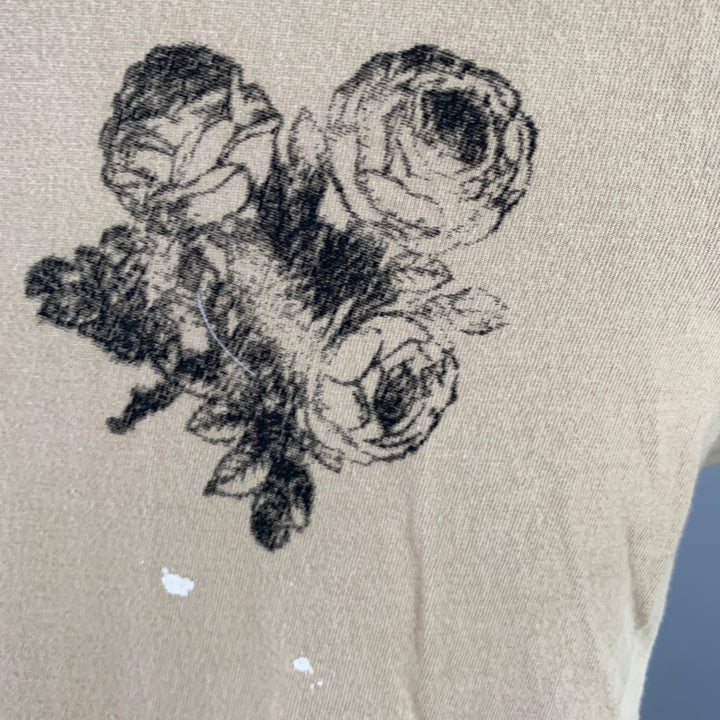 R13 Size M Stamp Khaki Black Cotton Punk Short Sleeve T-shirt