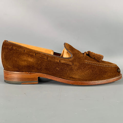 SANDERS Size 10 -Finchley- Brown Suede Tassels Loafers