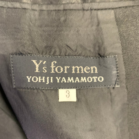 YOHJI YAMAMOTO Size L Black Solid Rayon Blend Notch Lapel Coat