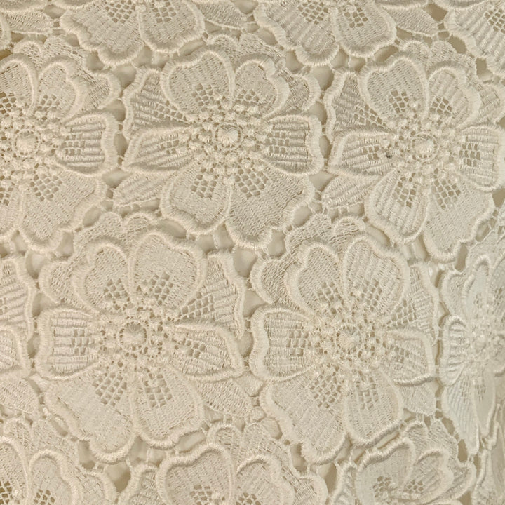 VALENTINO 2021 Size M White Lace Cotton Blend Hidden Placket Short Sleeve Shirt
