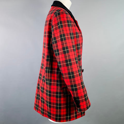 THE KOOPLES Size M Jokers Red Black Yellow Wool Blend Plaid Jacket Blazer