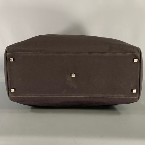 GUCCI Brown Leather Trim Nylon Weekender Bags & Leather Goods