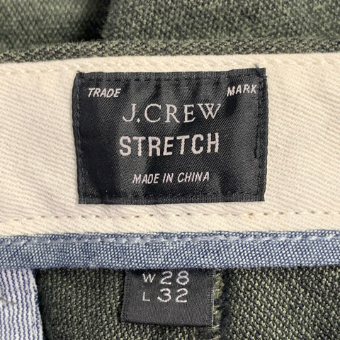 J CREW Size 28 Green Cotton Blend Slim Flat Front Casual Pants