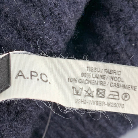 A.P.C. One Size Sacha Navy Ribbed Wool Cashmere Balaclava Hat
