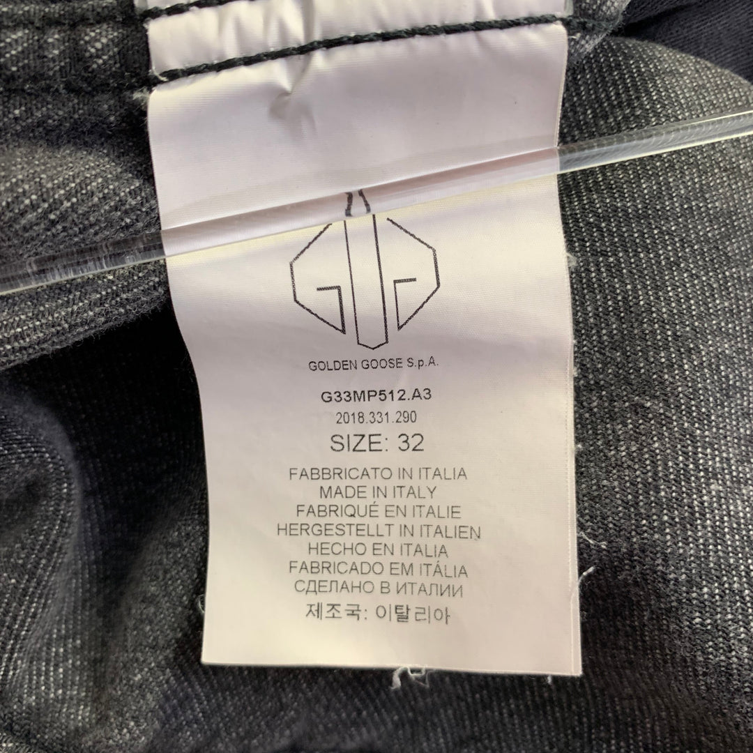 GOLDEN GOOSE Size M Grey Cotton Tapered Distressed Jeans
