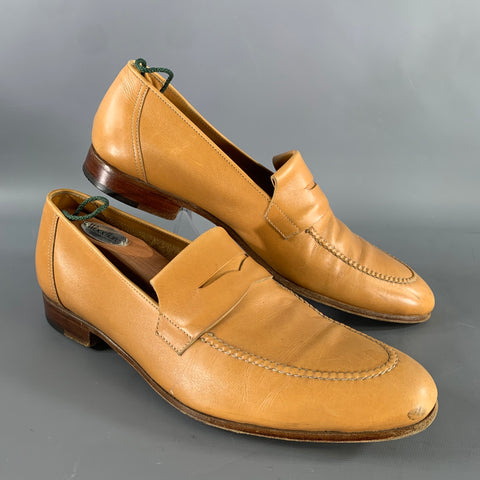JOHN LOBB CHENTENHAM Size 9 Tan Leather Penny Loafers