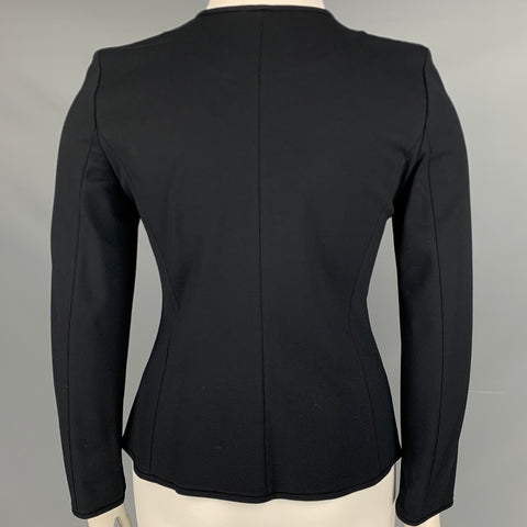 ARMANI COLLEZIONI Talla 12 Chaqueta negra con cremallera y líneas sin cuello