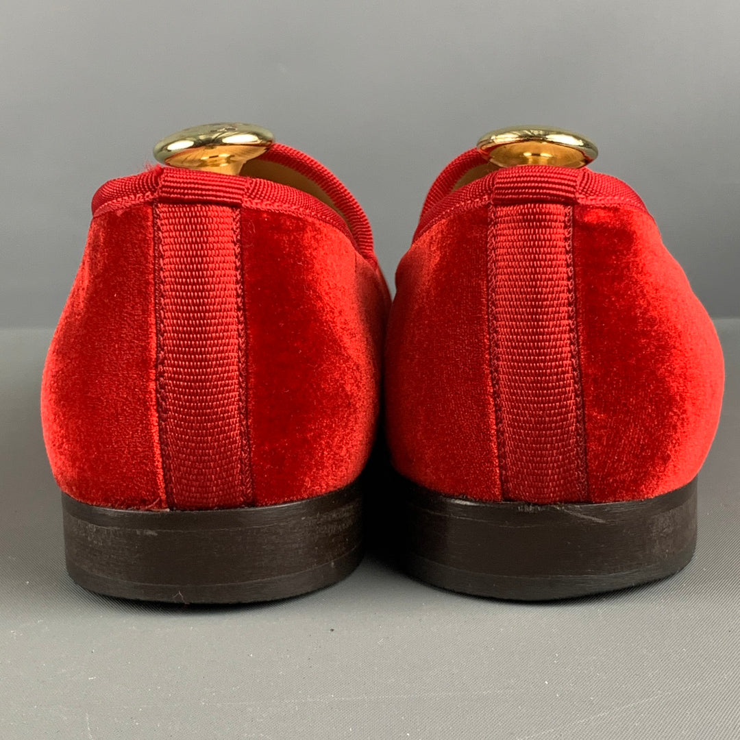 DEL TORO Size 8.5 Red Textured Velvet Slip On Loafers