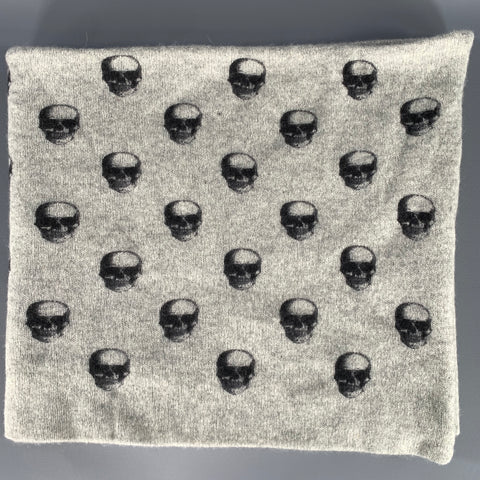 SKULL CASHMERE Grey Black Skull Cashmere Scarf