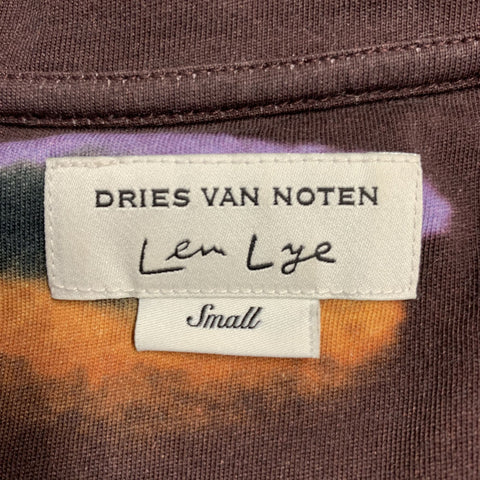 DRIES VAN NOTEN x LEN LYE Size S Burgundy Orange Purple Abstract Cotton Oversized T-shirt