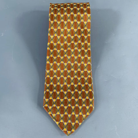 VALENTINO Brown Olive Rectangles Silk Tie