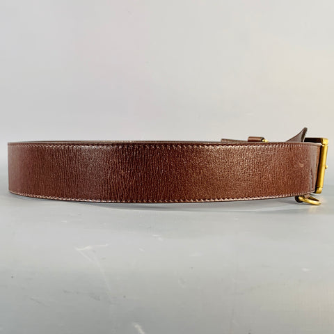 BURBERRY Size 38 Brown Gold Leather Loops Belt