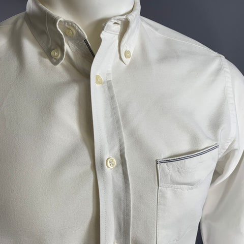 OFFICINE GENERALE Size S White Cotton Oxford Long Sleeve Shirt
