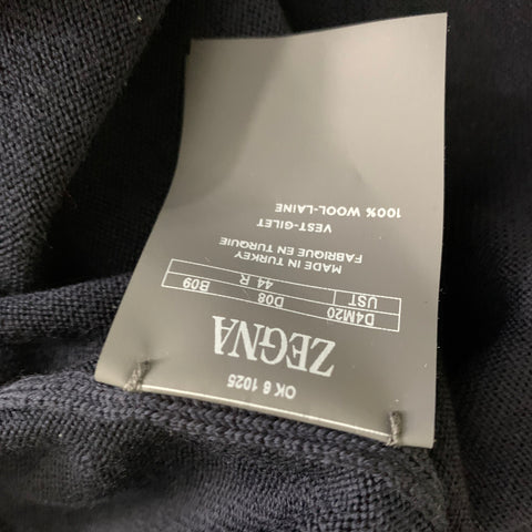 ZEGNA UNIFORM Size XL Navy Knit Wool Ribbed Vest
