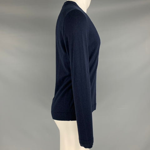 TED BAKER Size M Navy Knit Wool Blend V-Neck Pullover