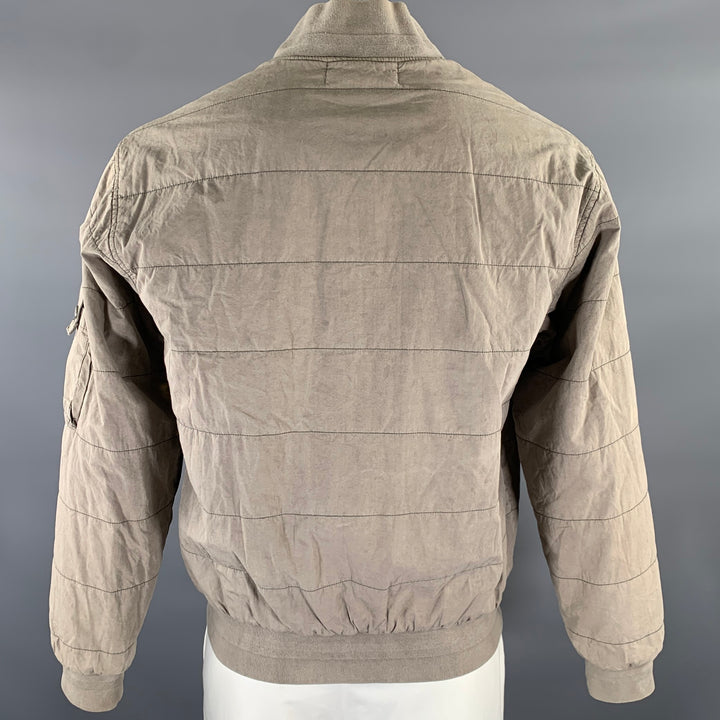 JOHN ELLIOTT Size XL Khaki Quilted Cotton Blend Bomber Jacket