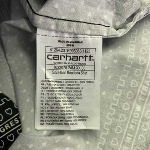 CARHARTT Size L Black White Bandana Cotton Camp Short Sleeve Shirt