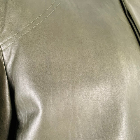 GIORGIO ARMANI Size 46 Green Leather Zip Snaps Jacket