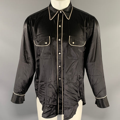 LEVI'S Size M Black White Rayon Blend Rodeo Shirt