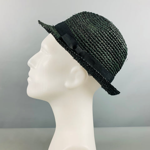 JOHN VARVATOS Size S/M Black Woven Paper Yarn Hats