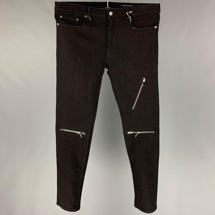 MARC JACOBS Size 36 Black Cotton Zip Fly Slim Jeans