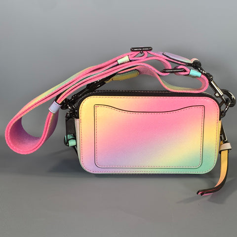 MARC JACOBS SS2020 Pink Teal Rainbow Leather Shoulder Bag