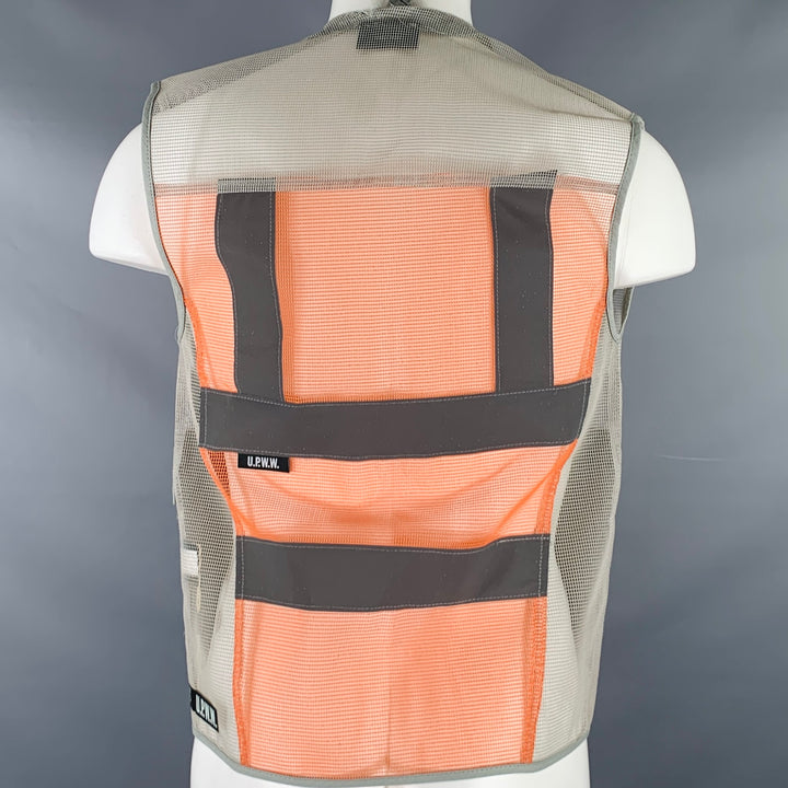 U.P.W.W. Size XS Grey Orange Mesh Polyurethane Utility Vest
