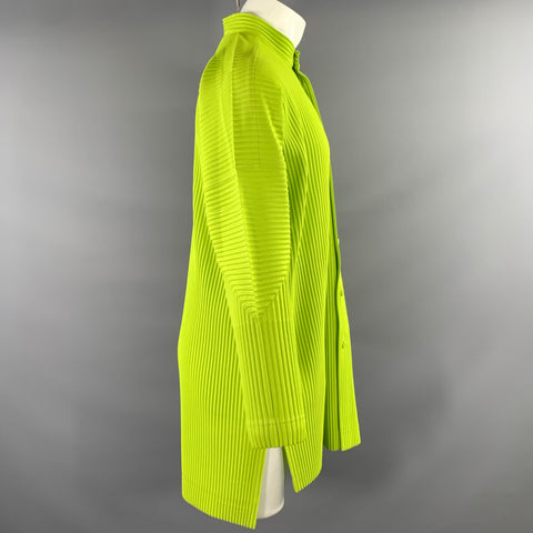 ISSEY MIYAKE Size M Green Lime Pleated Polyester Tunic Long Sleeve Shirt