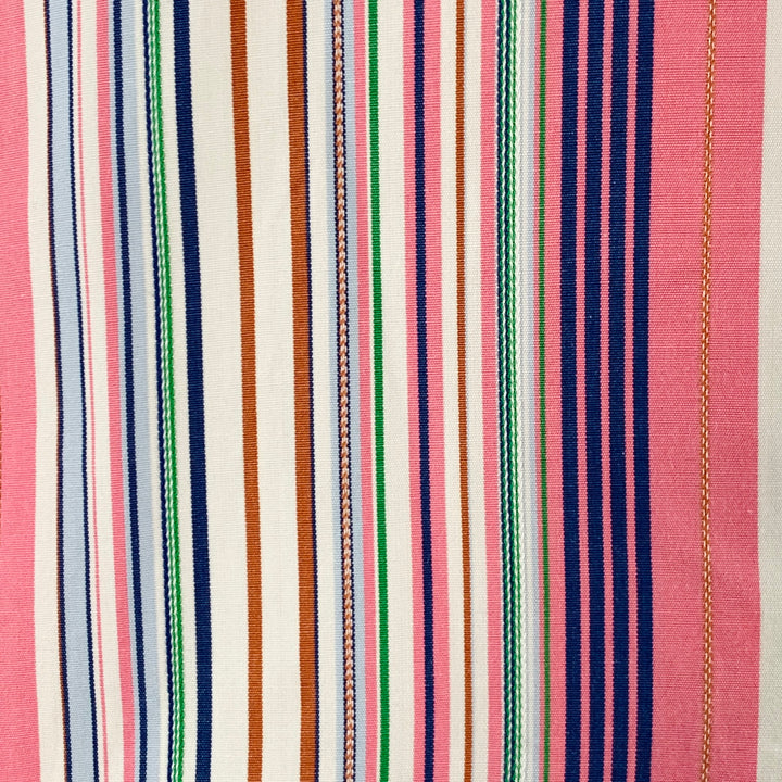 ETRO Size 42 Pink Multi Color Stripe Cotton Spread Collar Long Sleeve Shirt