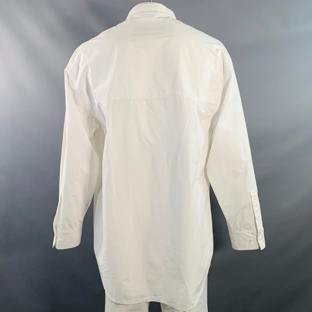 ENTIRE STUDIOS Size XXXL White Cotton One Pocket Long Sleeve Shirt
