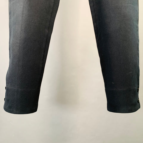 DRIES VAN NOTEN Size 34 Navy Twill Cotton Tapered Dress Pants