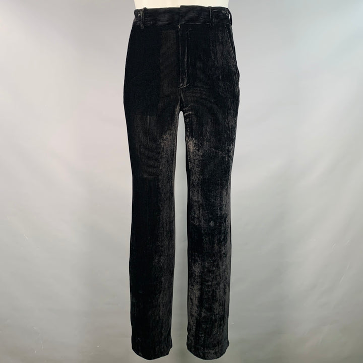 SIES MARJAN Size S Black Velvet Silk Cotton Button Up Shirt Pants Set