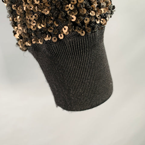 LAFAYETTE 148 Size S Black Gold Nylon Sequined V-Neck Pullover
