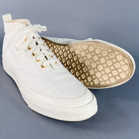 MAISON KITSUNE Size 8 White Gold Canvas High Top Sneakers